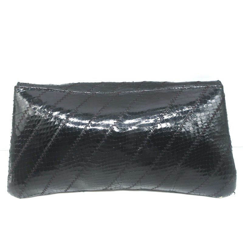 Vintage Susan Gail Snakeskin Clutch Black Small Chain Strap Shoulder Bag
