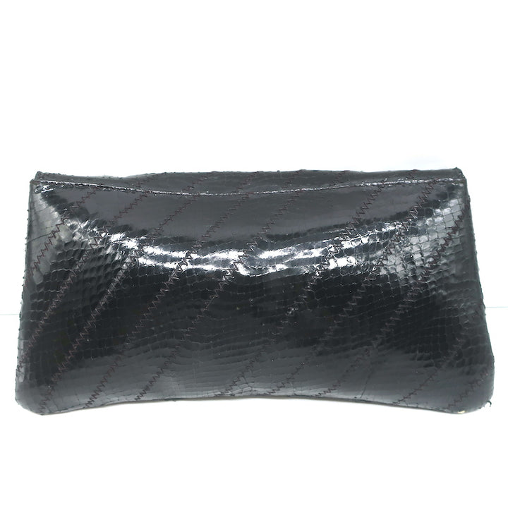 Vintage Susan Gail Snakeskin Clutch Black Small Chain Strap Shoulder Bag