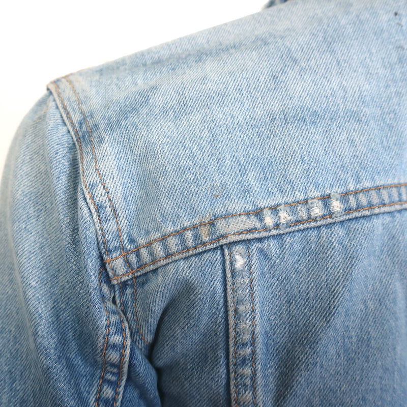 Veronica Beard Cara Distressed Denim Jacket Blue Cotton Size Small