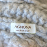 Agnona Cashmere Circle Cardigan Light Gray Cable Knit Size 40 Belted Sweater