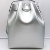 Mansur Gavriel Mini Bucket Bag Silver Metallic Textured Leather Crossbody NEW