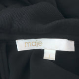 Maje Collared Mini Dress Black Lace-Trimmed Crepe Size 1