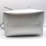Mansur Gavriel Mini Bucket Bag Silver Metallic Textured Leather Crossbody NEW