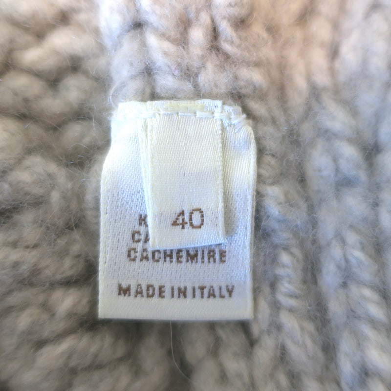 Agnona Cashmere Circle Cardigan Light Gray Cable Knit Size 40 Belted Sweater