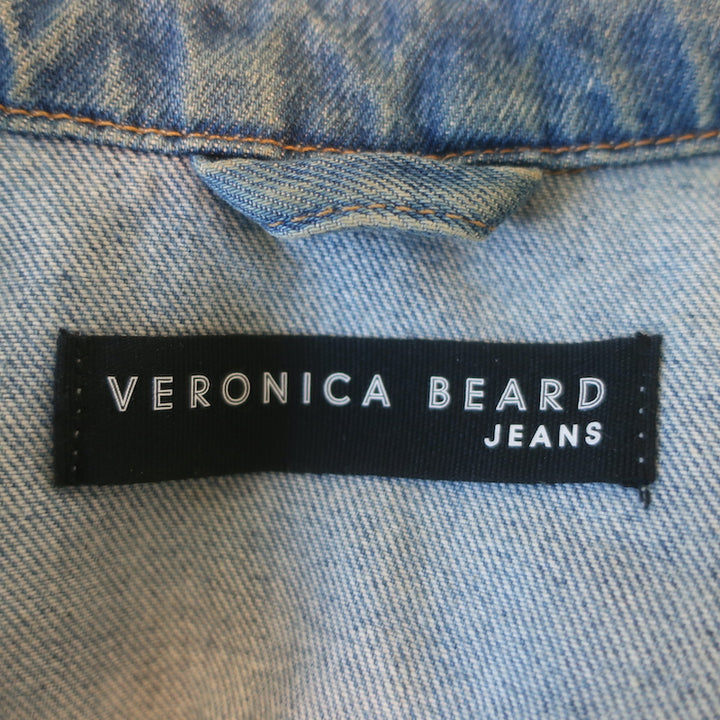 Veronica Beard Cara Distressed Denim Jacket Blue Cotton Size Small