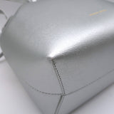 Mansur Gavriel Mini Bucket Bag Silver Metallic Textured Leather Crossbody NEW