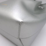 Mansur Gavriel Mini Bucket Bag Silver Metallic Textured Leather Crossbody NEW