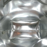 Mansur Gavriel Mini Bucket Bag Silver Metallic Textured Leather Crossbody NEW