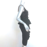Marchesa Notte Floral Beaded Peplum Dress Black Ruffled Crepe Size 0 NEW