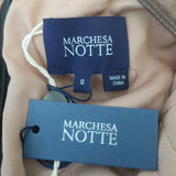 Marchesa Notte Floral Beaded Peplum Dress Black Ruffled Crepe Size 0 NEW