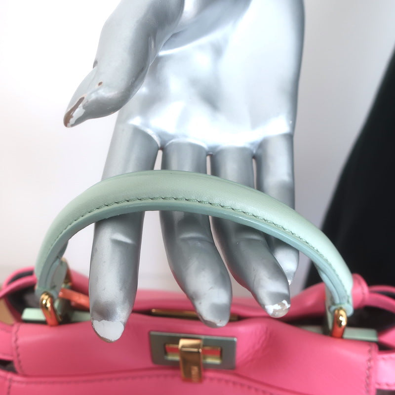 Fendi Mini Peekaboo Bag Pink &amp; Light Blue Leather Crossbody