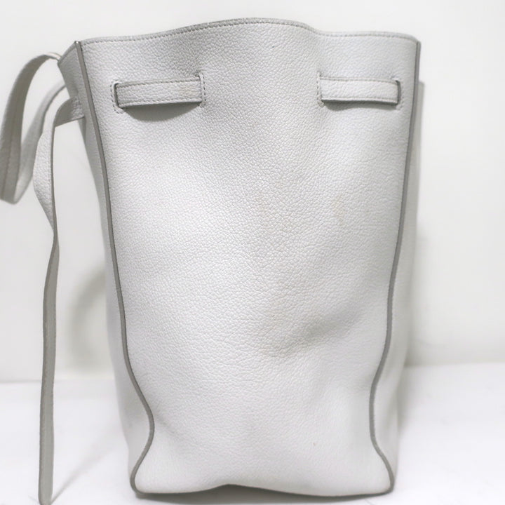 Celine Small Cabas Phantom Tote White Soft Grained Leather Shoulder Bag