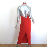 Calvin Klein Collection Feya Halter Dress Flame Red Stretch Cady Size 6