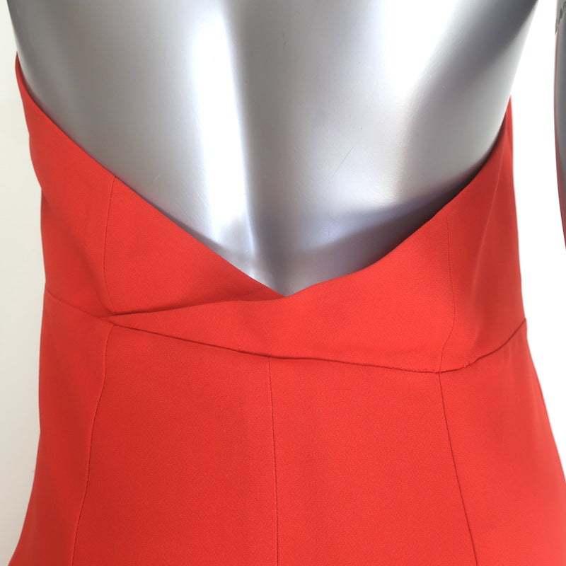 Calvin Klein Collection Feya Halter Dress Flame Red Stretch Cady Size 6