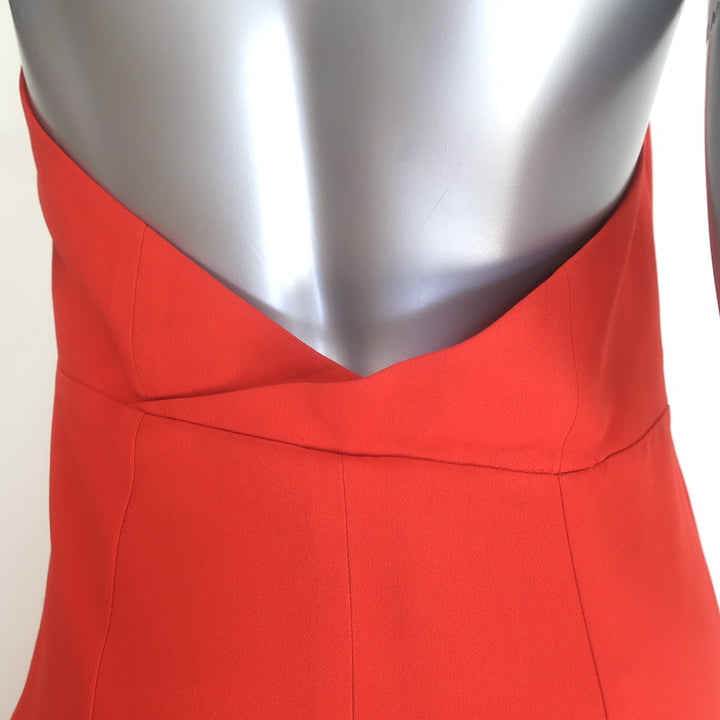 Calvin Klein Collection Feya Halter Dress Flame Red Stretch Cady Size 6