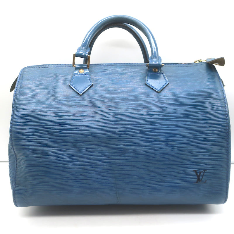 Louis Vuitton Speedy 30 Bag Toledo Blue Epi Leather