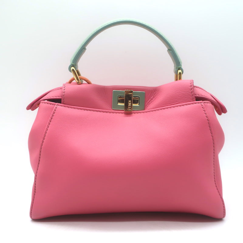 Fendi Mini Peekaboo Bag Pink &amp; Light Blue Leather Crossbody