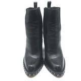 Chanel Chain-Trimmed High Heel Chelsea Boots Black Leather Size 39