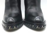 Chanel Chain-Trimmed High Heel Chelsea Boots Black Leather Size 39