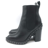 Chanel Chain-Trimmed High Heel Chelsea Boots Black Leather Size 39