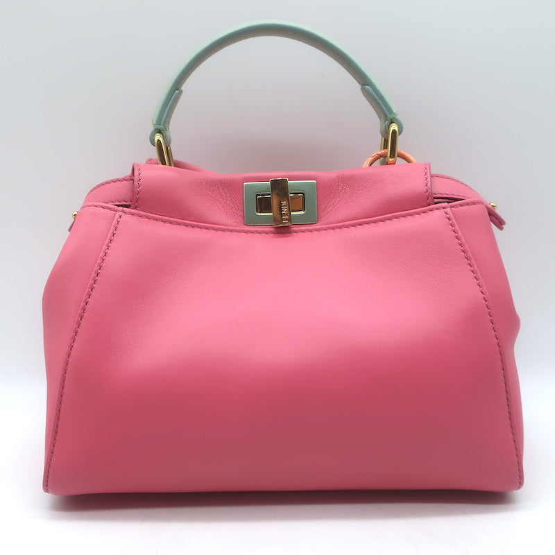 Fendi Mini Peekaboo Bag Pink &amp; Light Blue Leather Crossbody