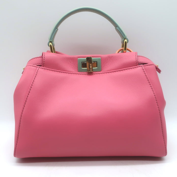 Fendi Mini Peekaboo Bag Pink &amp; Light Blue Leather Crossbody