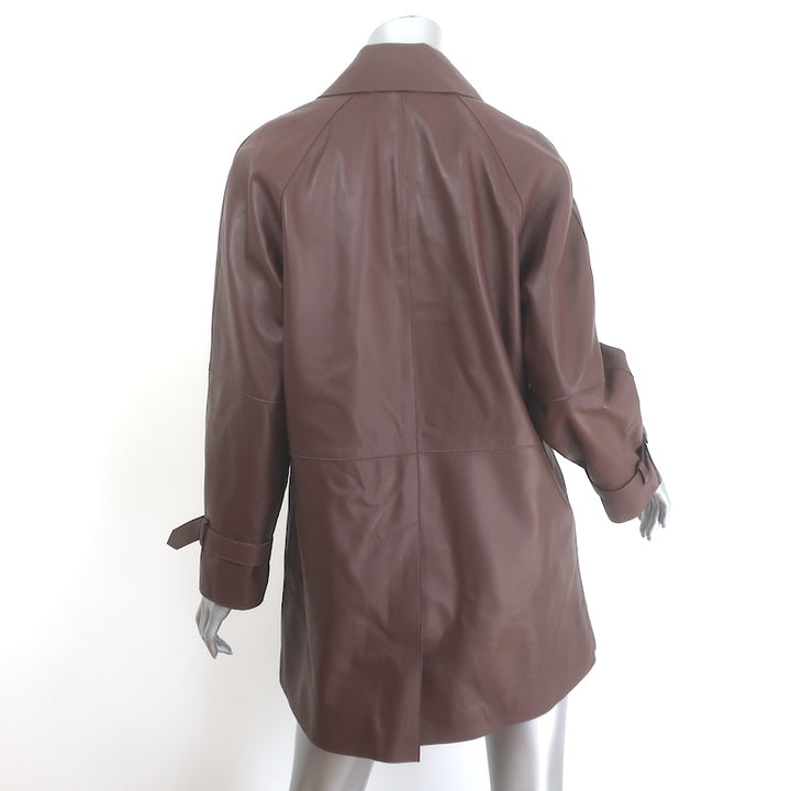 Weekend Max Mara Nevada Leather Button-Front Jacket Brown Size US 2