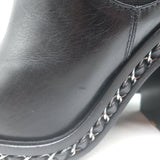 Chanel Chain-Trimmed High Heel Chelsea Boots Black Leather Size 39