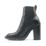 Chanel Chain-Trimmed High Heel Chelsea Boots Black Leather Size 39
