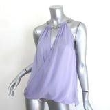 L'Agence Lina Chain-Strap Draped Top Lavender Silk Size Extra Large NEW