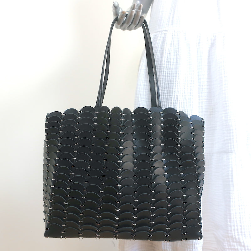 Paco Rabanne Pacoio Tote Black Leather Large Shoulder Bag