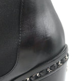 Chanel Chain-Trimmed High Heel Chelsea Boots Black Leather Size 39