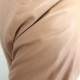 Vince engineered perforated leather jacket in beige, women's size small — pre-owned authentic luxury.