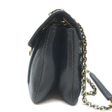 Roger Vivier Metro Shoulder Bag Dark Brown Leather Chain Strap Medium Crossbody