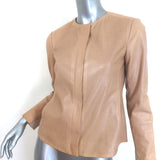 Authentic Vince engineered perforated leather jacket in beige, pre-owned luxury women's size S