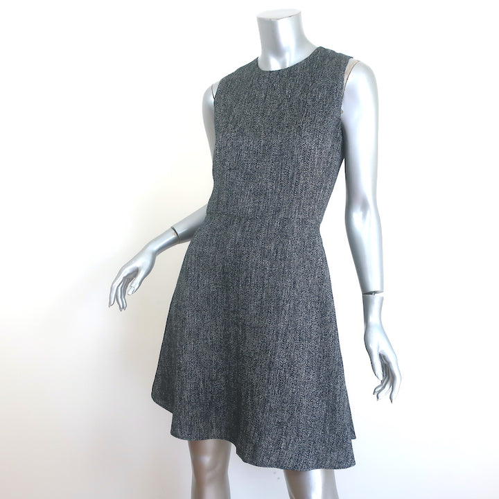 Theory Dart Sleeveless Mini Dress Navy Herring Melange Linen-Blend Size 2 NEW
