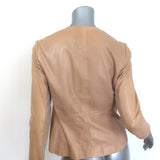 Vince engineered perforated leather jacket in beige, size small, pre-owned luxury with authentic designer detailing