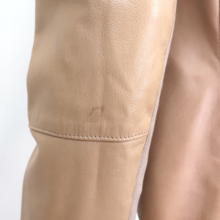 Vince engineered perforated leather jacket in beige, authentic pre-owned luxury women&