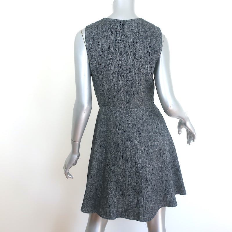 Theory Dart Sleeveless Mini Dress Navy Herring Melange Linen-Blend Size 2 NEW
