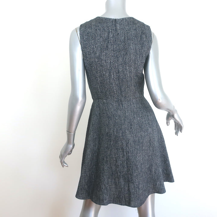 Theory Dart Sleeveless Mini Dress Navy Herring Melange Linen-Blend Size 2 NEW