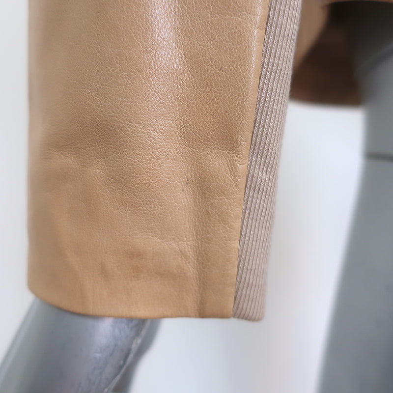 Vince engineered perforated leather jacket in beige, authentic pre-owned luxury women&
