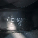 Chanel Chain-Trimmed High Heel Chelsea Boots Black Leather Size 39