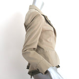 Vintage Yves Saint Laurent Rive Gauche Ribbon-Trim Jacket Beige Cotton Size 38