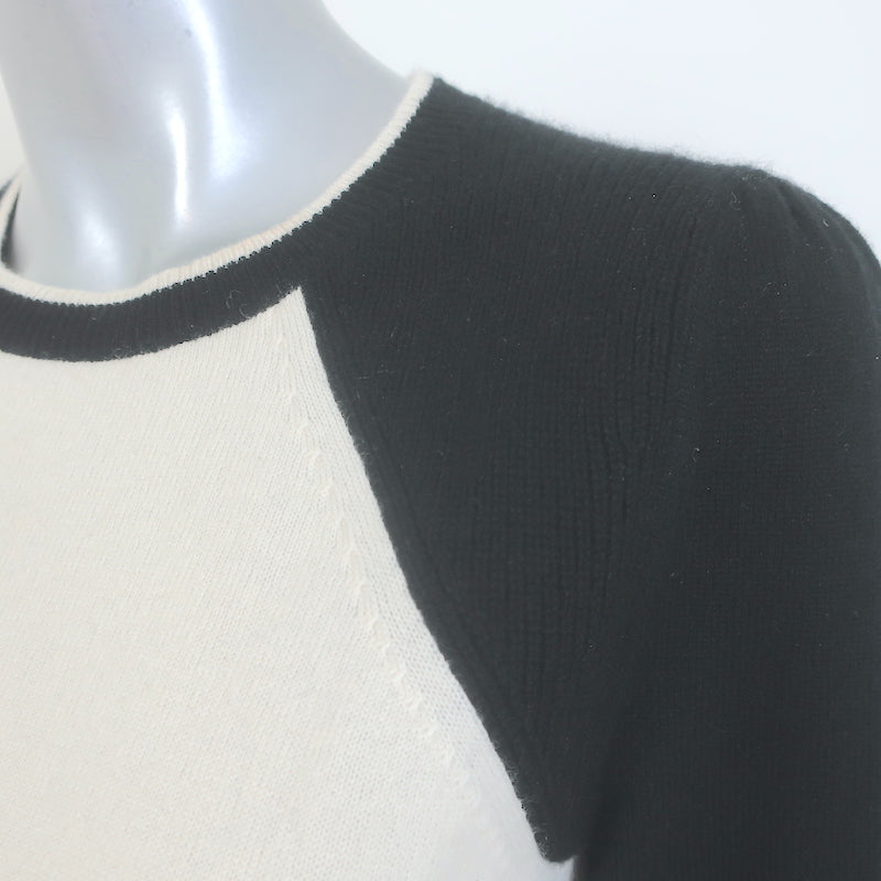 Veronica Beard Albertina Cashmere Baseball Sweater Black &amp; Cream Size Small