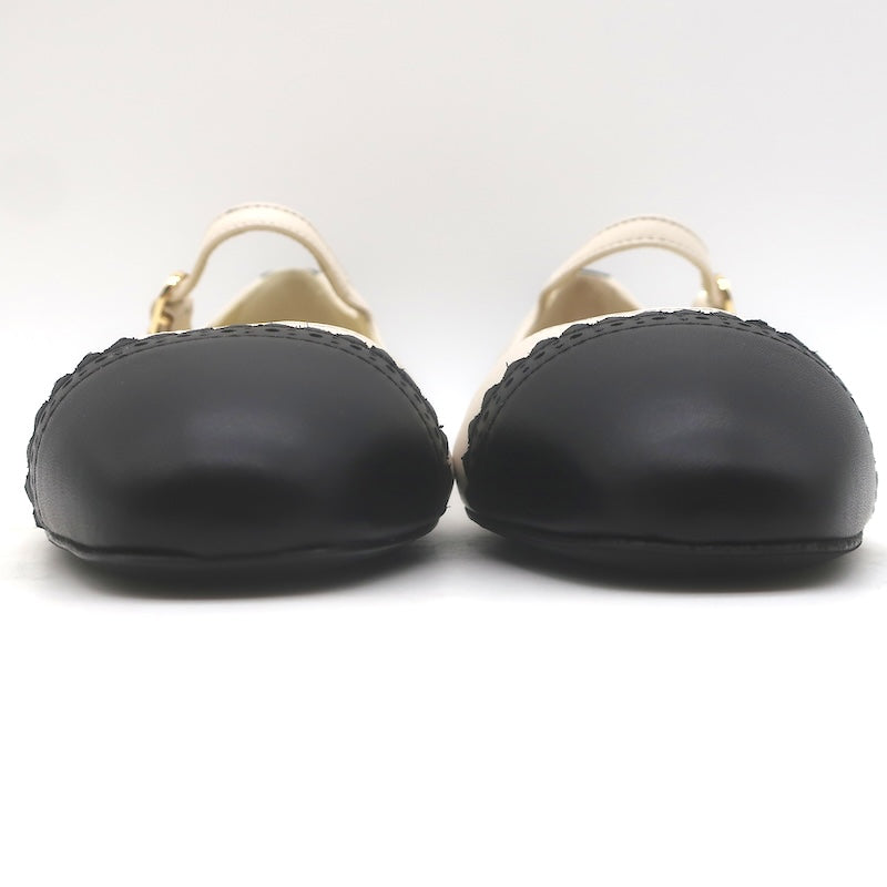 Sarah Flint x Mary Orton Perfect Mary Janes Ivory &amp; Black Leather Size 6.5 NEW