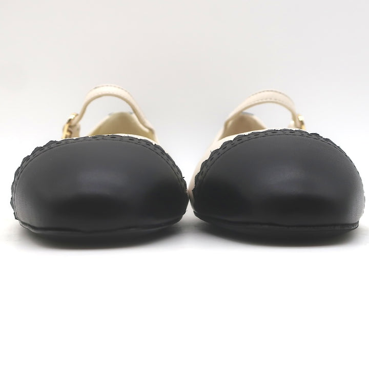 Sarah Flint x Mary Orton Perfect Mary Janes Ivory &amp; Black Leather Size 6.5 NEW