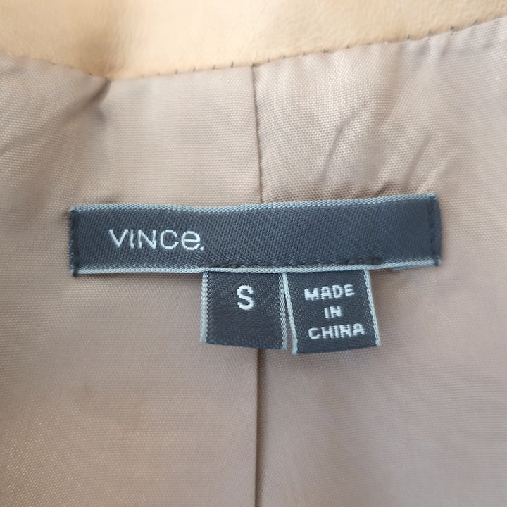 Vince engineered perforated leather jacket in beige, size Small, pre-owned authentic luxury piece