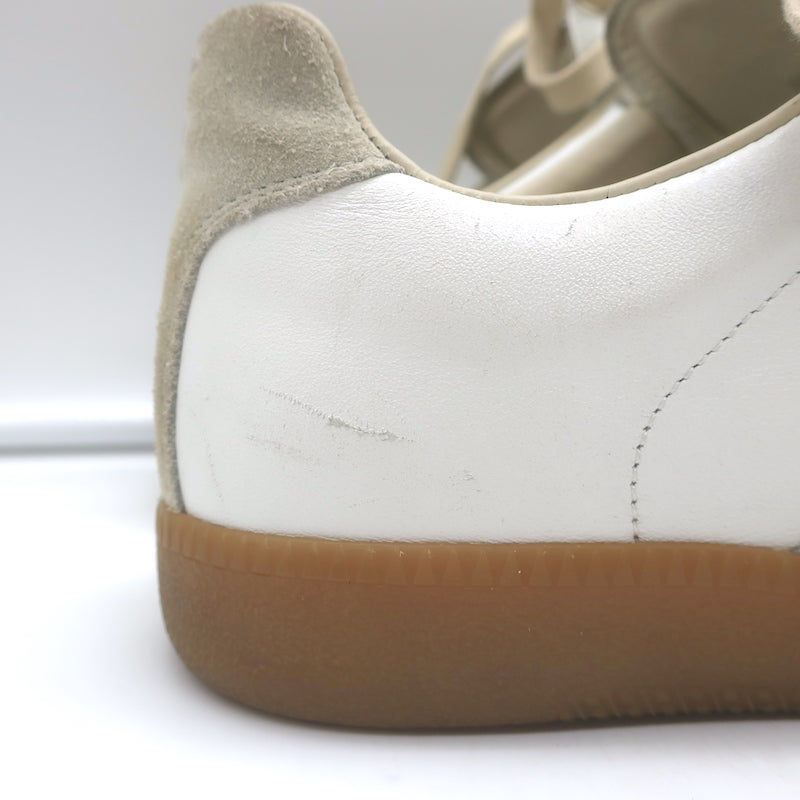 Maison Margiela Replica Low Top Sneakers White Leather &amp; Taupe Suede Size 41