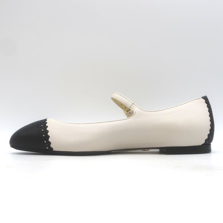 Sarah Flint x Mary Orton Perfect Mary Janes Ivory &amp; Black Leather Size 6.5 NEW