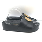 Tory Burch Patos Platform Slide Sandals Black Leather Size 10.5